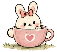 ani peeking out of a teacup